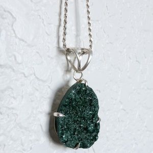 Teal Natural Stone Rough Edge Necklace